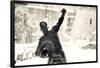 Sepia Statue of Johnny Bench in Cincinnati-null-Framed Poster
