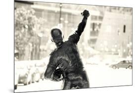 Sepia Statue of Johnny Bench in Cincinnati-null-Mounted Poster