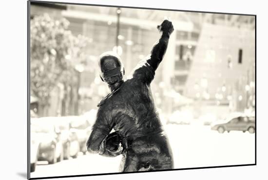 Sepia Statue of Johnny Bench in Cincinnati-null-Mounted Poster