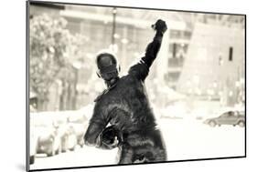 Sepia Statue of Johnny Bench in Cincinnati-null-Mounted Poster