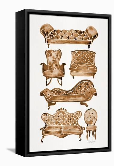 Sepia Victorian Lounge-Cat Coquillette-Framed Stretched Canvas