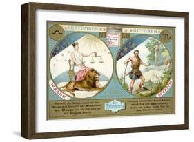 September and October: Libra and Scorpio-null-Framed Giclee Print