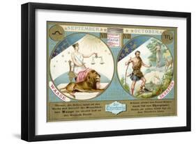 September and October: Libra and Scorpio-null-Framed Giclee Print