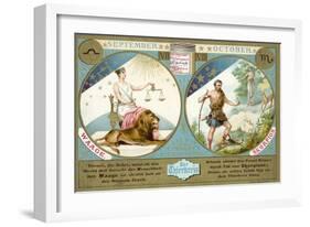 September and October: Libra and Scorpio-null-Framed Giclee Print