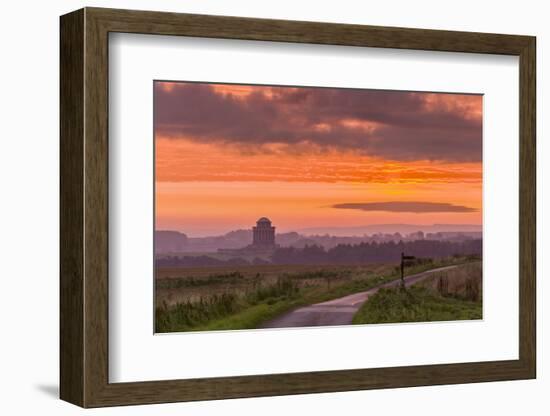 September sunrise over the Mausoleum on the Castle Howard Estate, North Yorkshire, Yorkshire, Engla-John Potter-Framed Photographic Print