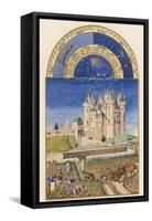 September the Wine Harvest Takes Place Close to the Chateau De Saumur-Pol De Limbourg-Framed Stretched Canvas