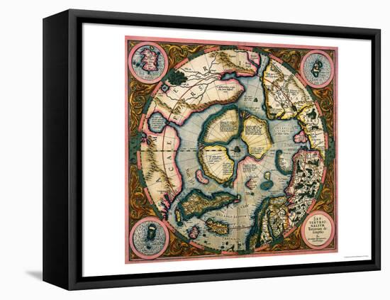 Septentrionalium Terrarum Descriptio, Map of the Arctic, 1595-Gerardus Mercator-Framed Stretched Canvas