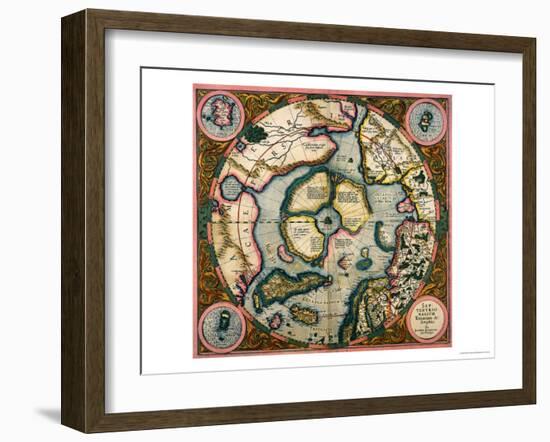 Septentrionalium Terrarum Descriptio, Map of the Arctic, 1595-Gerardus Mercator-Framed Giclee Print