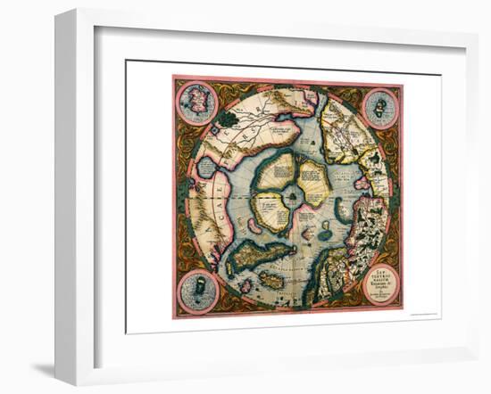 Septentrionalium Terrarum Descriptio, Map of the Arctic, 1595-Gerardus Mercator-Framed Giclee Print