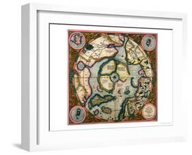 Septentrionalium Terrarum Descriptio, Map of the Arctic, 1595-Gerardus Mercator-Framed Giclee Print