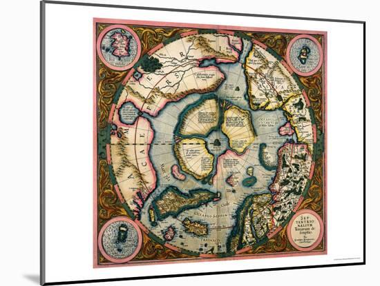 Septentrionalium Terrarum Descriptio, Map of the Arctic, 1595-Gerardus Mercator-Mounted Giclee Print