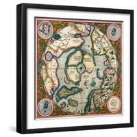 Septentrionalium Terrarum Descriptio, Map of the Arctic, 1595-Gerardus Mercator-Framed Giclee Print