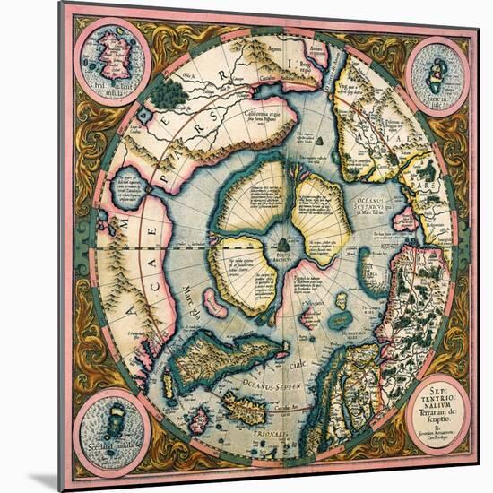 Septentrionalium Terrarum Descriptio, Map of the Arctic, 1595-Gerardus Mercator-Mounted Giclee Print