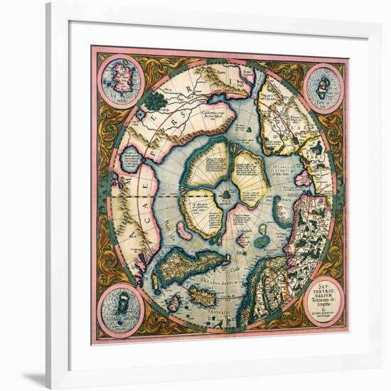 Septentrionalium Terrarum Descriptio, Map of the Arctic, 1595-Gerardus Mercator-Framed Giclee Print