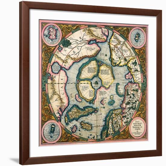 Septentrionalium Terrarum Descriptio, Map of the Arctic, 1595-Gerardus Mercator-Framed Giclee Print