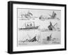 Sequence of Illustrations Showing the Sinking of the Titanic-null-Framed Art Print