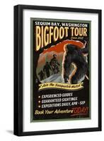 Sequim Bay, Washington - Bigfoot Tours - Vintage Sign-Lantern Press-Framed Art Print