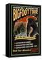 Sequim Bay, Washington - Bigfoot Tours - Vintage Sign-Lantern Press-Framed Stretched Canvas