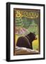 Sequoia Nat'l Park - Bear in Forest - Lp Poster, c.2009-Lantern Press-Framed Art Print