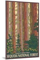 Sequoia National Forest, CA Redwood Trees-Lantern Press-Mounted Art Print