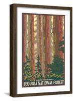 Sequoia National Forest, CA Redwood Trees-Lantern Press-Framed Art Print