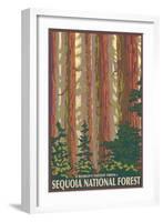 Sequoia National Forest, CA Redwood Trees-Lantern Press-Framed Art Print