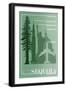 Sequoia National Park - Redwood Relative Sizes-Lantern Press-Framed Art Print