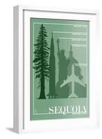 Sequoia National Park - Redwood Relative Sizes-Lantern Press-Framed Art Print