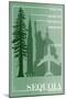 Sequoia National Park - Redwood Relative Sizes-Lantern Press-Mounted Art Print