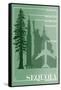 Sequoia National Park - Redwood Relative Sizes-Lantern Press-Framed Stretched Canvas