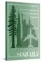 Sequoia National Park - Redwood Relative Sizes-Lantern Press-Stretched Canvas