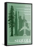 Sequoia National Park - Redwood Relative Sizes-Lantern Press-Framed Stretched Canvas