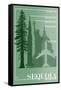 Sequoia National Park - Redwood Relative Sizes-Lantern Press-Framed Stretched Canvas