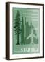 Sequoia National Park - Redwood Relative Sizes-Lantern Press-Framed Art Print