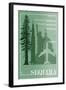 Sequoia National Park - Redwood Relative Sizes-Lantern Press-Framed Art Print