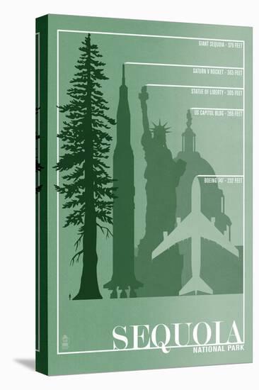 Sequoia National Park - Redwood Relative Sizes-Lantern Press-Stretched Canvas