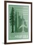 Sequoia National Park - Redwood Relative Sizes-Lantern Press-Framed Art Print