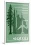 Sequoia National Park - Redwood Relative Sizes-Lantern Press-Framed Art Print