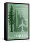 Sequoia National Park - Redwood Relative Sizes-Lantern Press-Framed Stretched Canvas