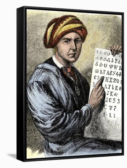 Sequoya Holding His Cherokee Alphabet-null-Framed Stretched Canvas