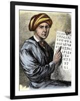 Sequoya Holding His Cherokee Alphabet-null-Framed Premium Giclee Print