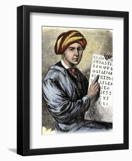 Sequoya Holding His Cherokee Alphabet-null-Framed Giclee Print