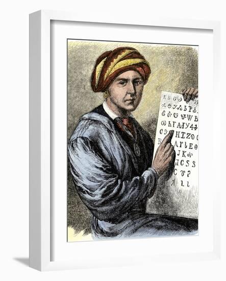 Sequoya Holding His Cherokee Alphabet-null-Framed Giclee Print