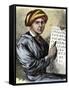 Sequoya Holding His Cherokee Alphabet-null-Framed Stretched Canvas