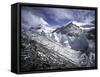 Seracs with Everest Background, Tibet-Michael Brown-Framed Stretched Canvas