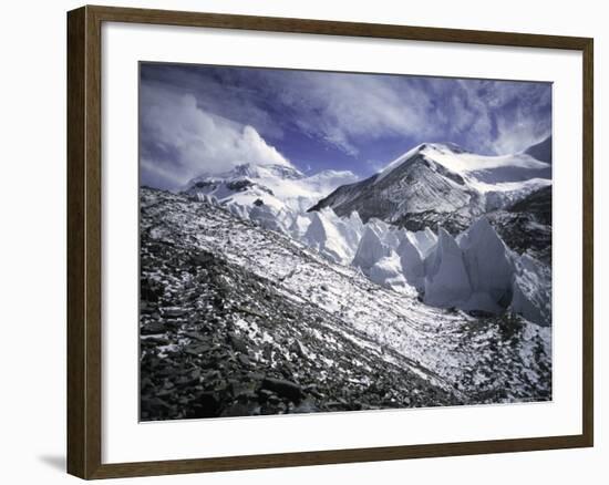 Seracs with Everest Background, Tibet-Michael Brown-Framed Photographic Print