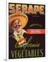 Serape Vegetable Label - Guadalupe, CA-Lantern Press-Framed Art Print