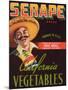 Serape Vegetable Label - Guadalupe, CA-Lantern Press-Mounted Art Print