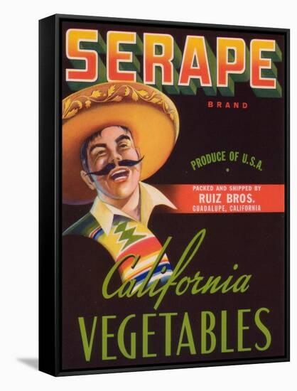 Serape Vegetable Label - Guadalupe, CA-Lantern Press-Framed Stretched Canvas