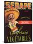 Serape Vegetable Label - Guadalupe, CA-Lantern Press-Stretched Canvas